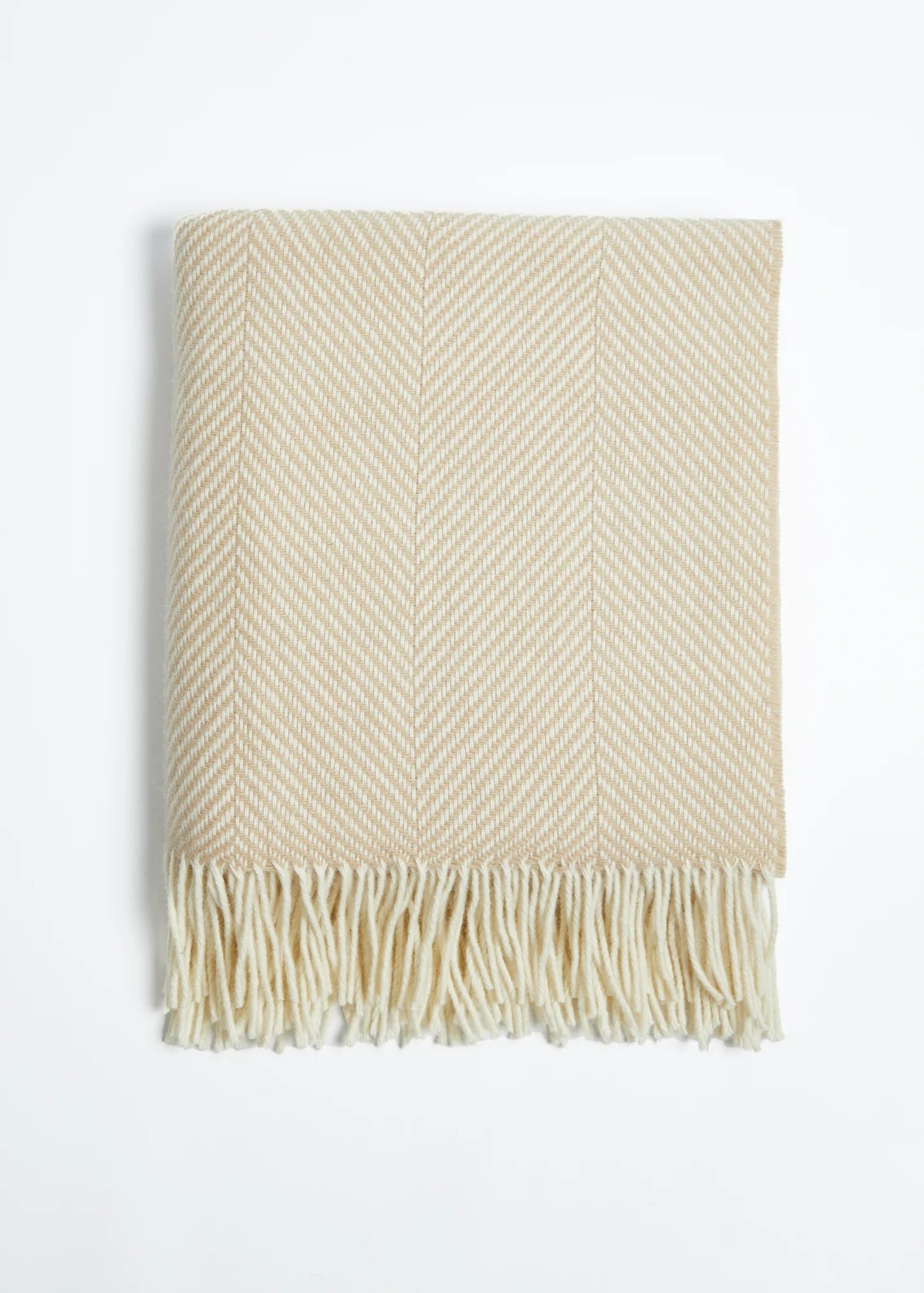 Foxford Bone Herringbone Merino Throw