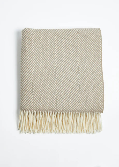 Foxford Mink Herringbone Merino Wool Throw